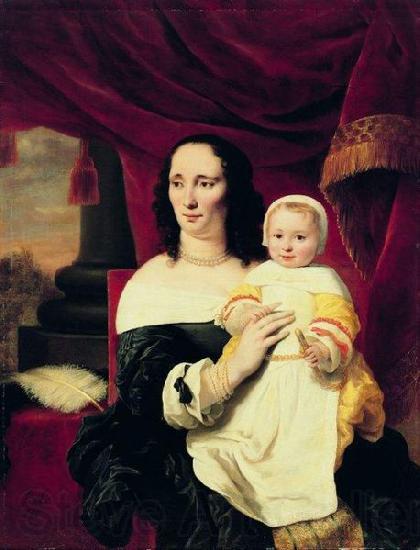 Ferdinand bol Portrait of Johana de Geer-Trip with daughter. France oil painting art